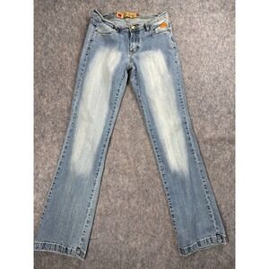 VTG Apple Bottoms Jeans Womens Sz. 6. Bootcut Y2K Embroidered Logo Medium Wash
